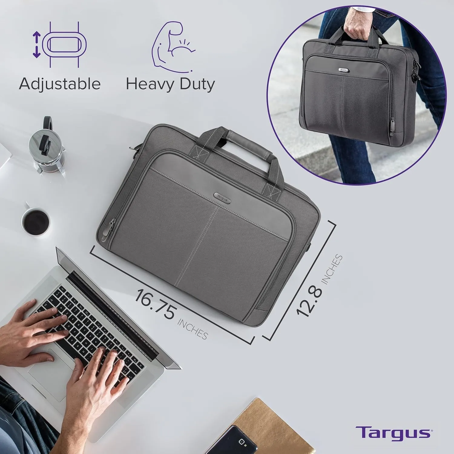 Targus unisex-adult Slim Briefcase With Crossbody Shoulder Bag