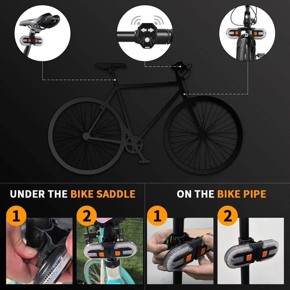 TEGUANGMEI Bike Tail Light with Turn Signal, Split Bicycle Rear Lights, USB Rechargeable Turn Signal Bike Taillights for Cycling, Cyclist Safety Warning Bike Light 5 Mode (Only One Remote Control)
