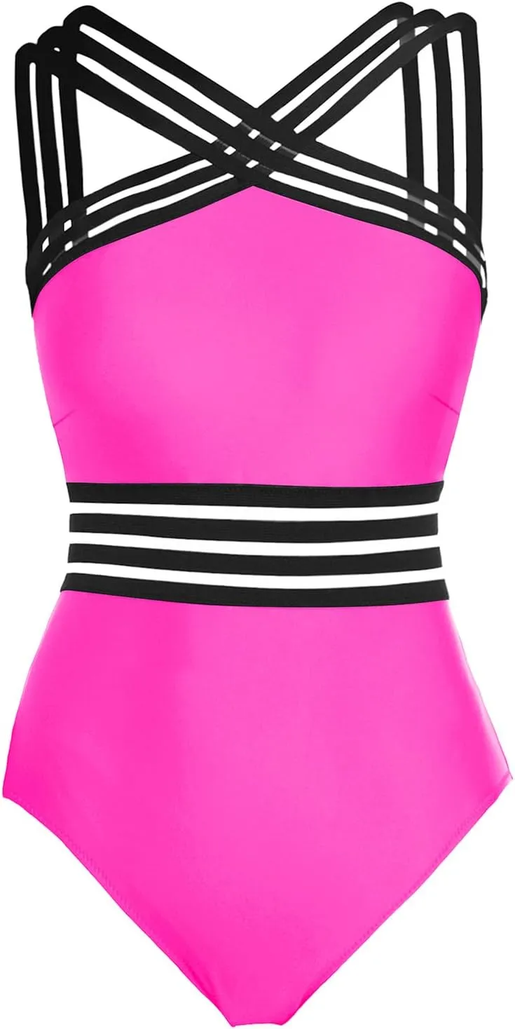 Tempt Me Women Crisscross One Piece Swimsuit Tummy Control Bathing Suit Front Crossover Swimwear