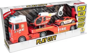 Teorema Tir Toy Truck for Kids Helicopter and Car, Vehicle Kit with Light and Sound, Clutch Movement, 1:16 Scale, Firefighter Design