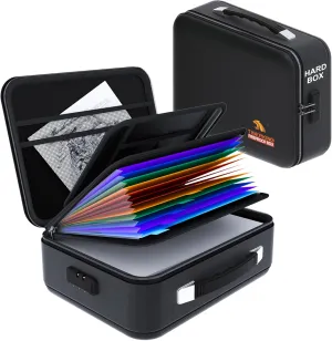 TIGERKING Fireproof Document Box Hard Case with Water-Resistant Zipper, Fireproof File Box with Lock, Document Safe Boxs for Important Documents, Certificates - Black File Organizer