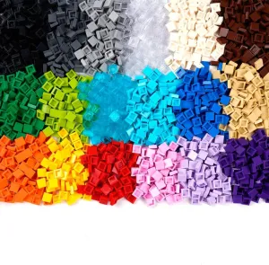 Tile 1×1 Classic Building Blocks: 1500pcs Flat| Bricks Parts and Pieces| Smooth Plate Pixel Art Mosaic Dots Bulk Lot,MOC Accessories Multicolor