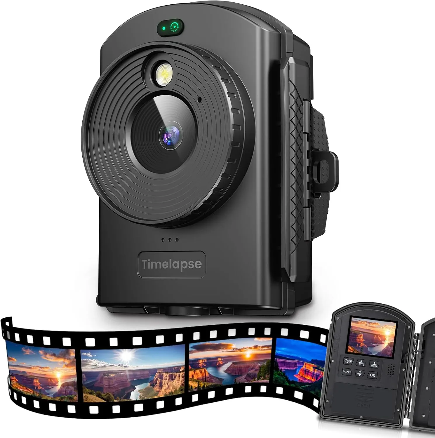 Time Lapse Camera for Outdoor Contruction - Timelapse Camera with Infrared Positioning & LED Light, 180 Days Shooting, 1080P AVI Videos & Photos for Cooking, Plant Growth, Landscape(64GB)