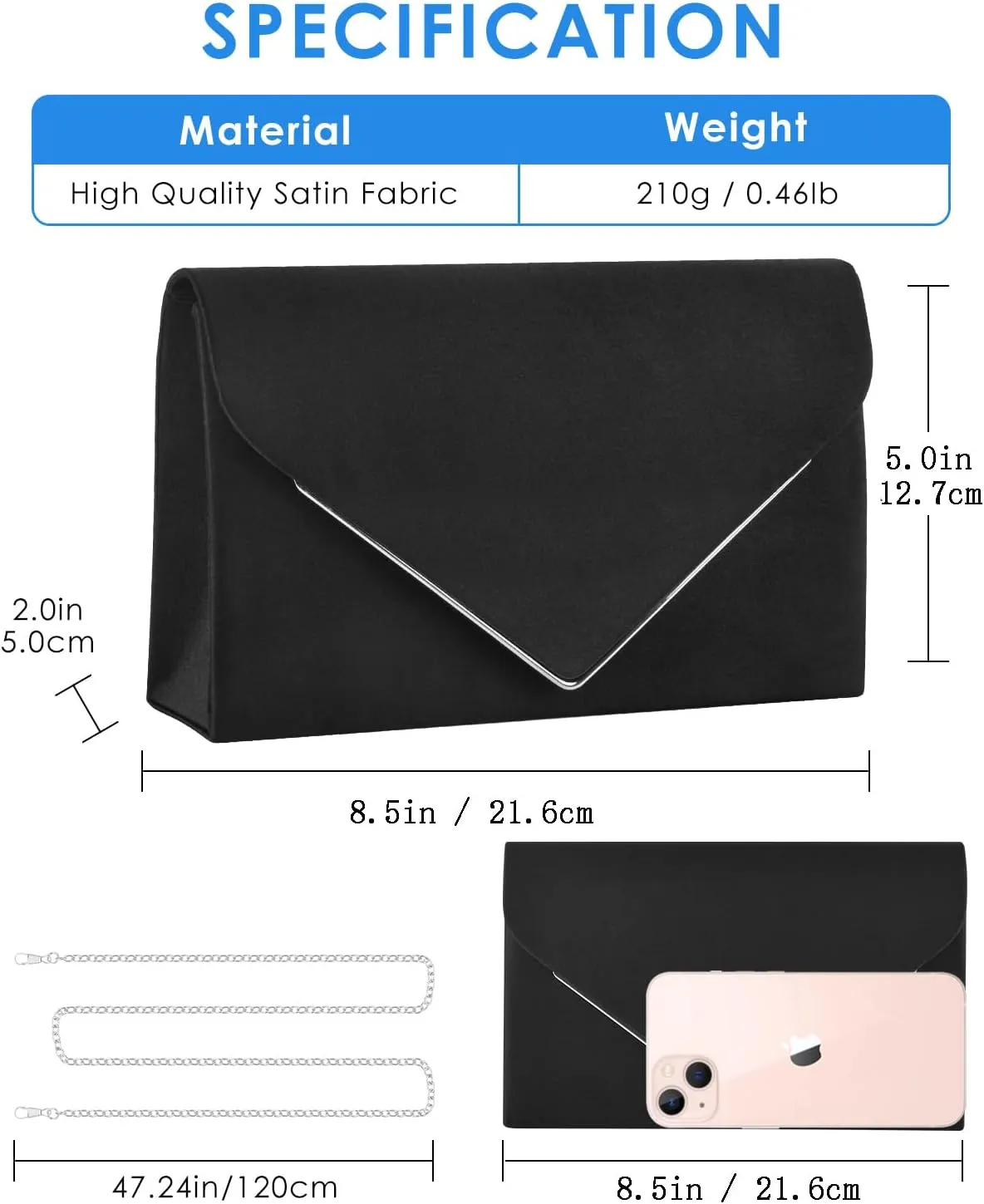 TINDTOP Evening Clutch Purses for Women Handbags for Formal Wedding Party Cocktail Prom Crossbody Shoulder Envelope Bag