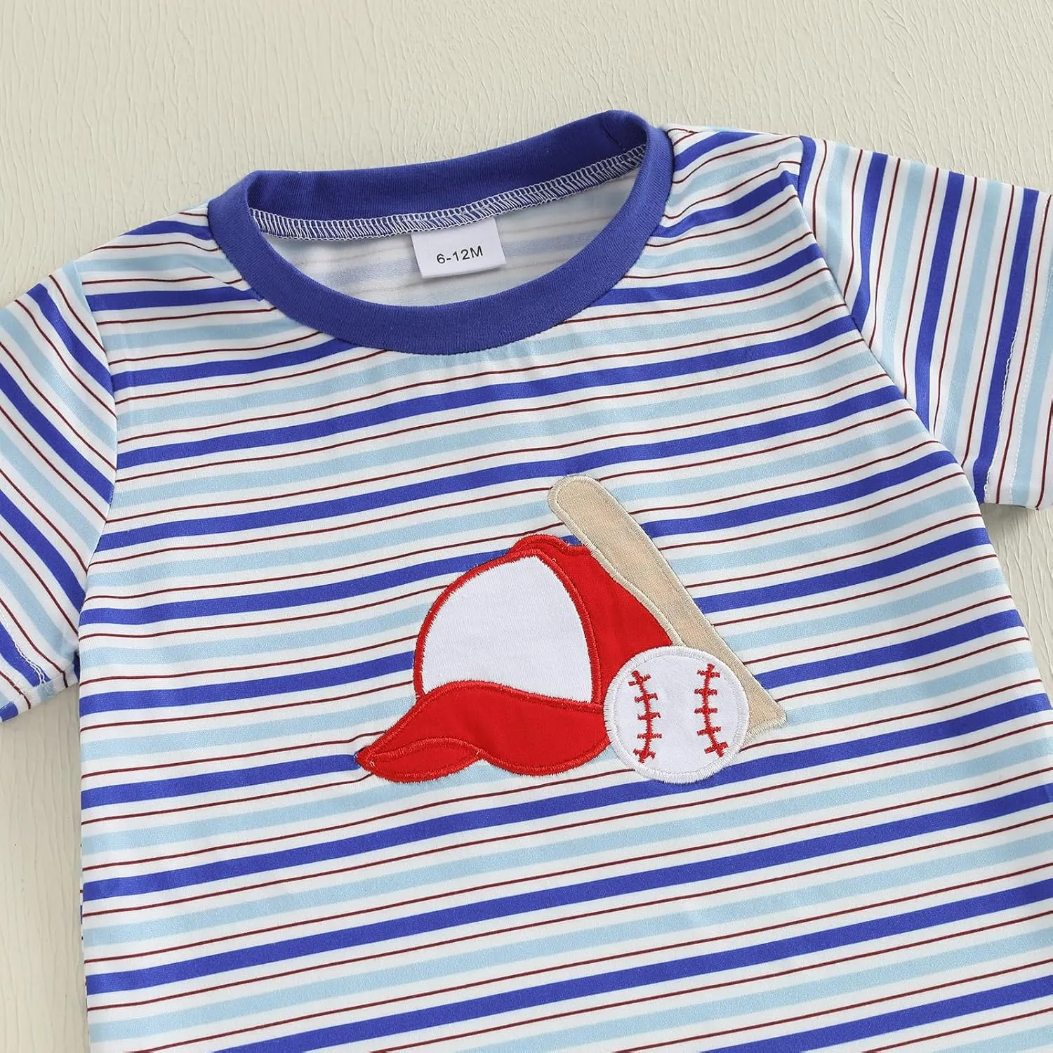 Toddler Baby Boys Summer Clothes Set Baseball//Tennis Striped Short Sleeve T-shirt and Solid Shorts Outfit