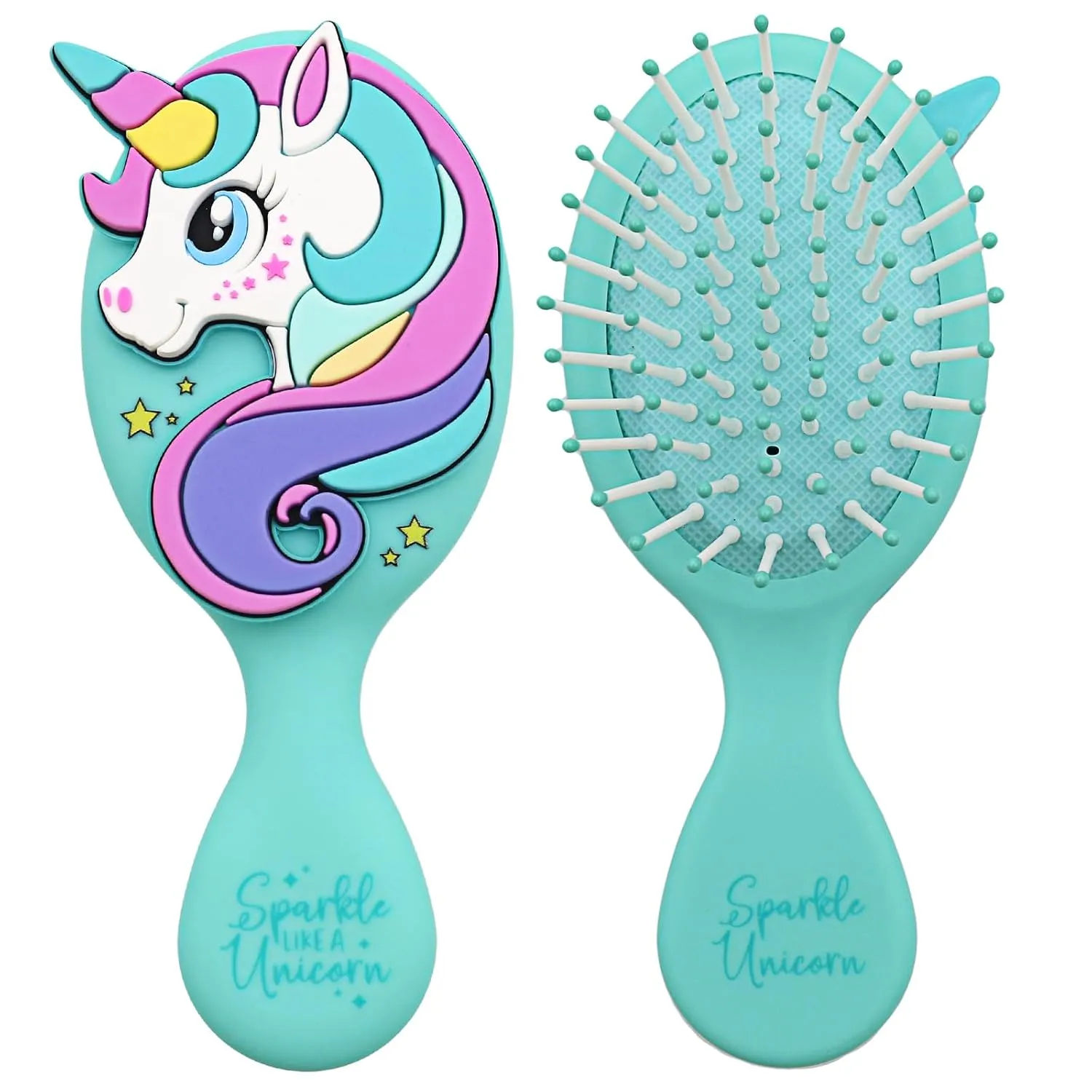 Toddler Hair Brush - Mini Hair Brush for Kids - Travel Brush for Boys and Girls - Unicorn Brush with Air Cushion - Blue