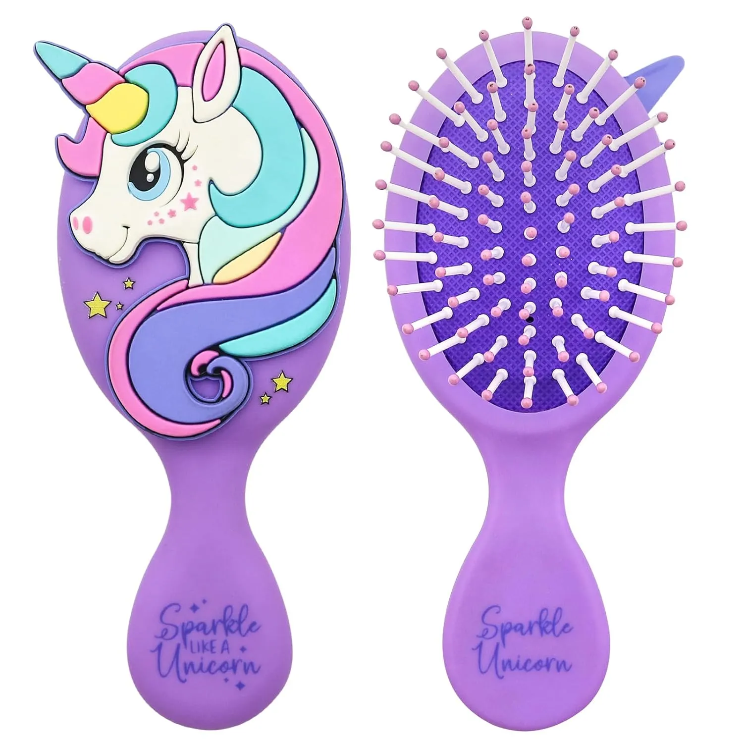 Toddler Hair Brush - Mini Hair Brush for Kids - Travel Brush for Boys and Girls - Unicorn Brush with Air Cushion - Pupple