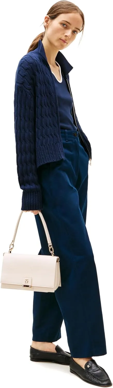 Tommy Hilfiger Leather Shoulder Bag with Removable Crossbody Strap