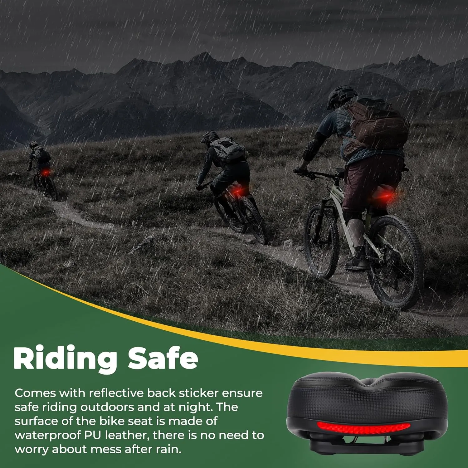 TONBUX Memory Foam Bike Seat Cushion for Men & Women - Waterproof Bicycle Saddle with Comfortable Faux Leather Cover, Universal Fit for Road, Hybrid, Commuter Bikes