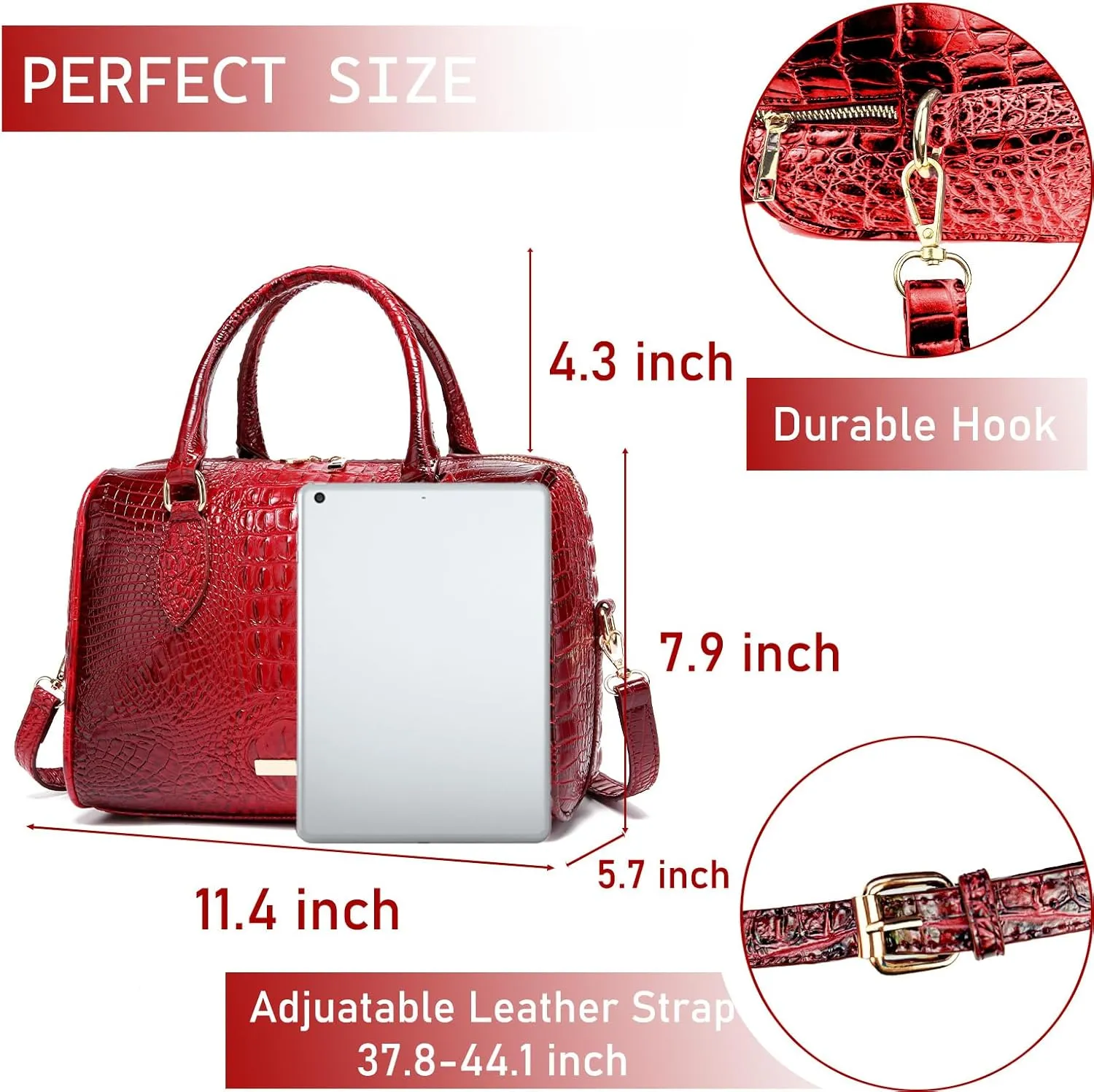 Top-Handle Crocodile Purses For Women Crossbody Leather Bags Trendy Large Capacity Tote with Shoulder Strap