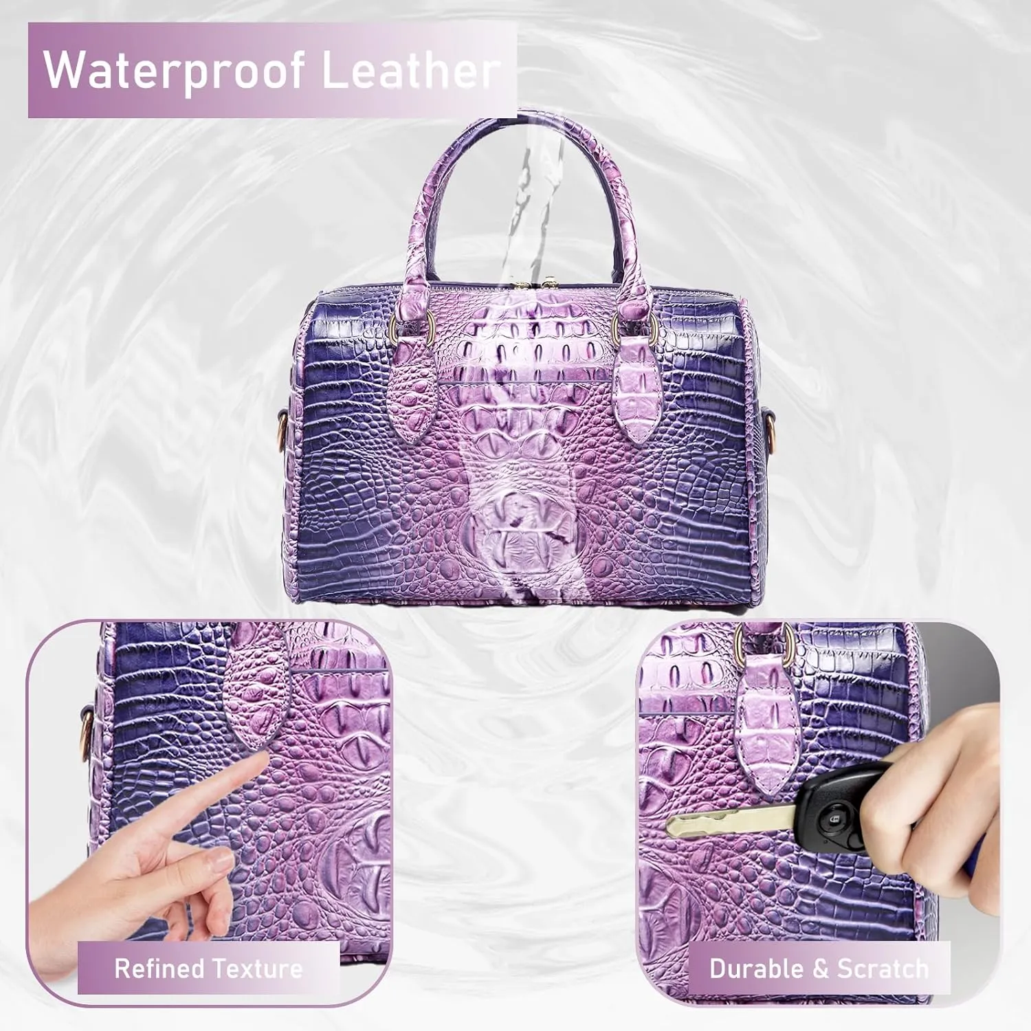 Top-Handle Crocodile Purses For Women Crossbody Leather Bags Trendy Large Capacity Tote with Shoulder Strap