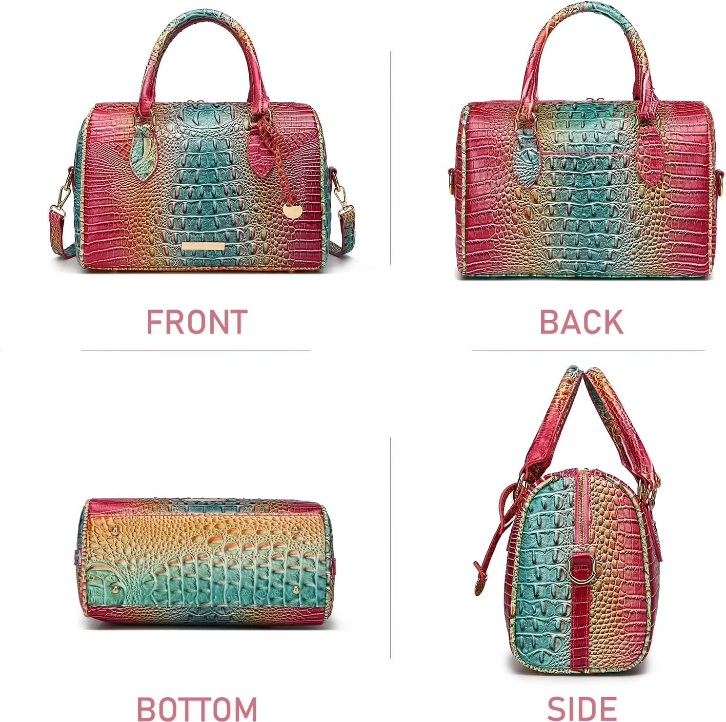 Top-Handle Crocodile Purses For Women Crossbody Leather Bags Trendy Large Capacity Tote with Shoulder Strap