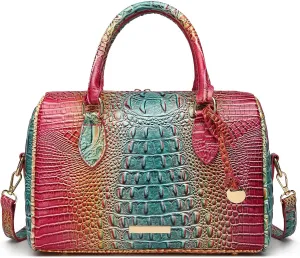 Top-Handle Crocodile Purses For Women Crossbody Leather Bags Trendy Large Capacity Tote with Shoulder Strap
