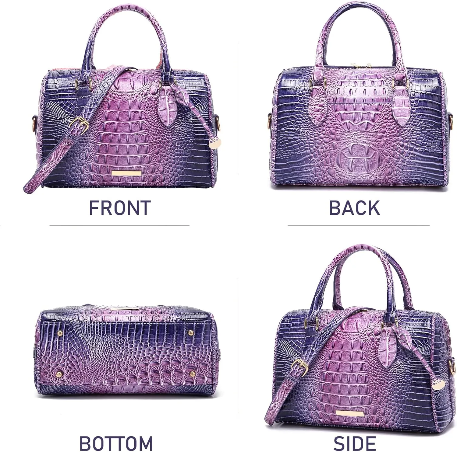 Top-Handle Crocodile Purses For Women Crossbody Leather Bags Trendy Large Capacity Tote with Shoulder Strap