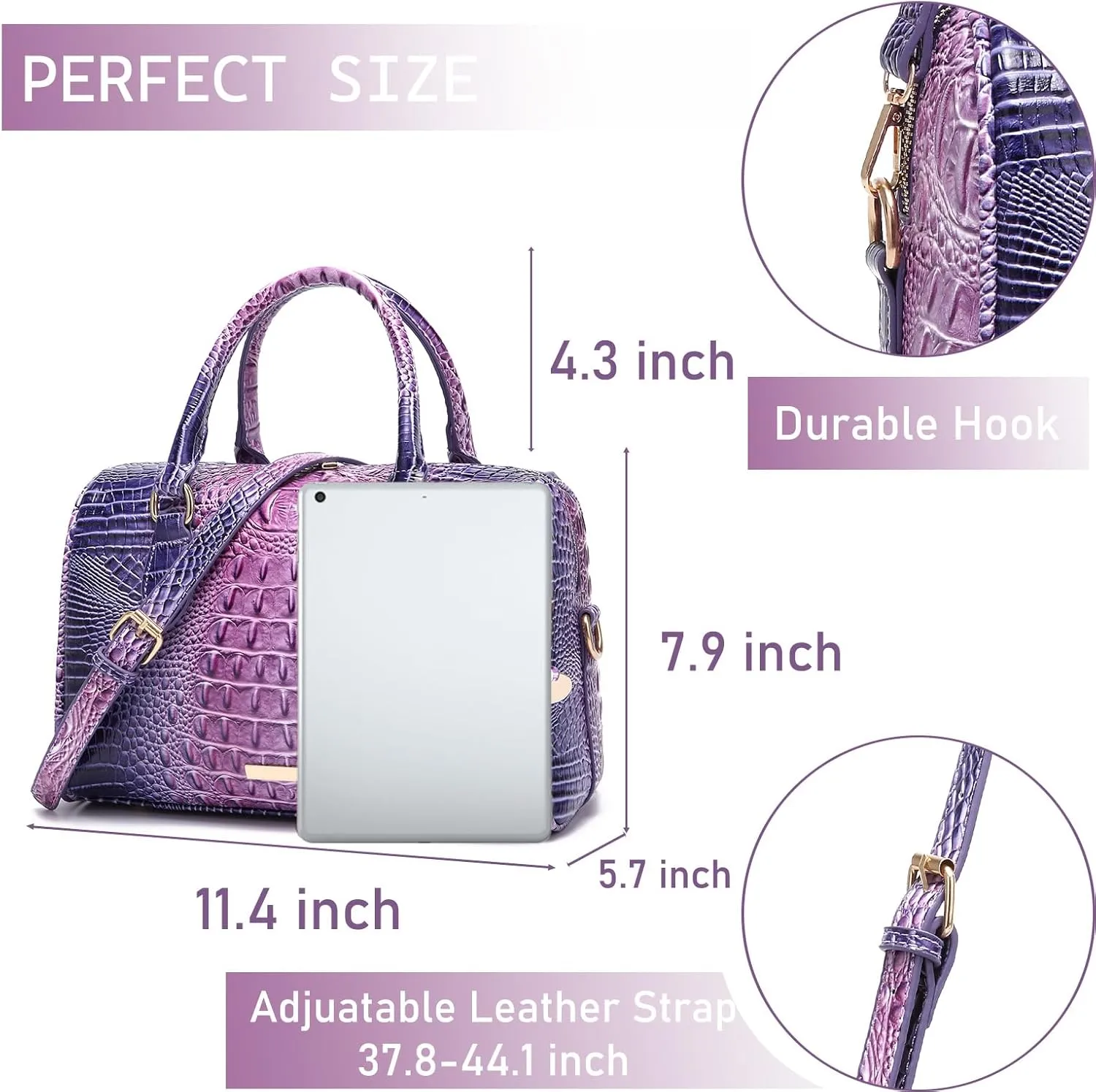 Top-Handle Crocodile Purses For Women Crossbody Leather Bags Trendy Large Capacity Tote with Shoulder Strap