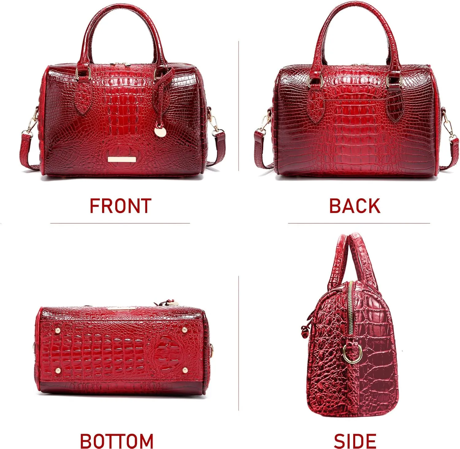 Top-Handle Crocodile Purses For Women Crossbody Leather Bags Trendy Large Capacity Tote with Shoulder Strap