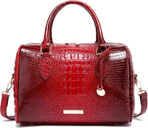 Top-Handle Crocodile Purses For Women Crossbody Leather Bags Trendy Large Capacity Tote with Shoulder Strap