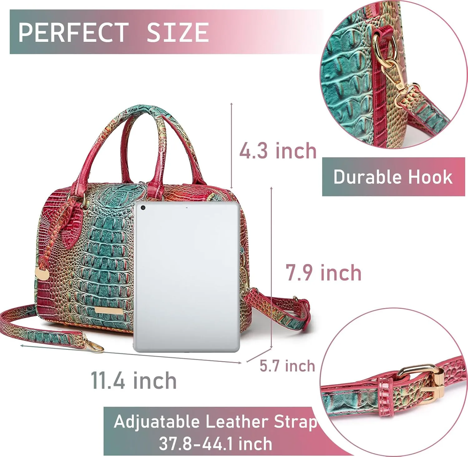 Top-Handle Crocodile Purses For Women Crossbody Leather Bags Trendy Large Capacity Tote with Shoulder Strap