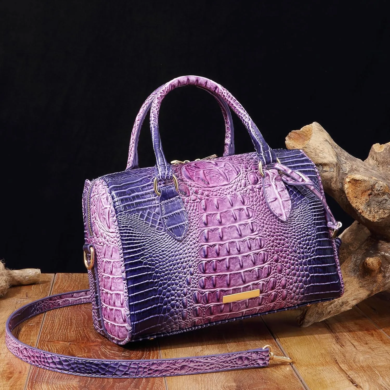 Top-Handle Crocodile Purses For Women Crossbody Leather Bags Trendy Large Capacity Tote with Shoulder Strap