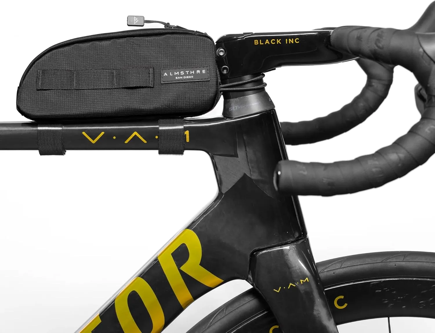 Top Tube Bag 8'' x 2'' x 3'' - Midnight Black | Waterproof, Secure & Stable – Universal Bike Storage with Versatile Mounting – Fits Essentials | Adventure-Ready Cycling Gear