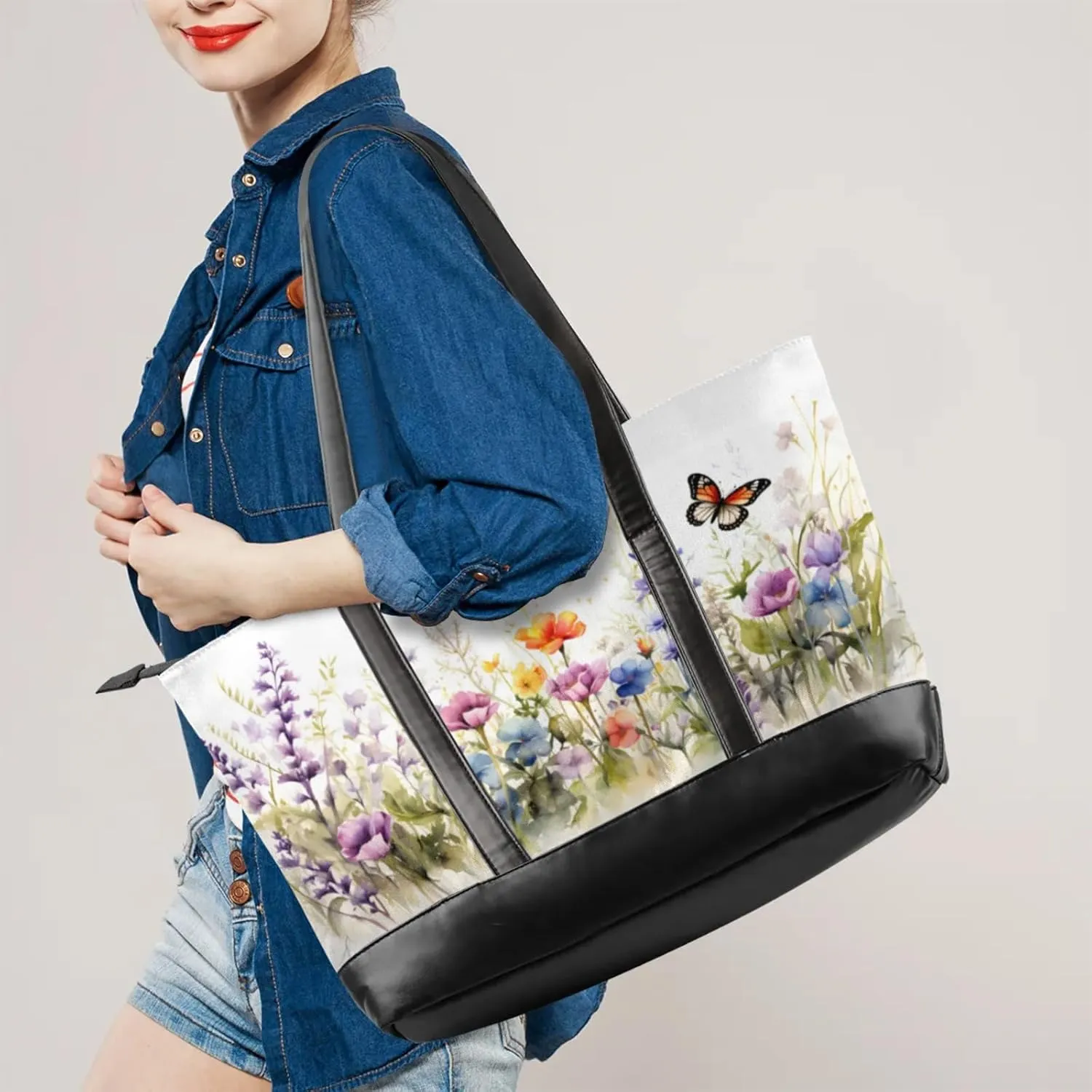 Tote Bag for Women with Zipper, Laptop Tote Bags Laptop Sleeve Case Shoulder Bag Messenger Bags