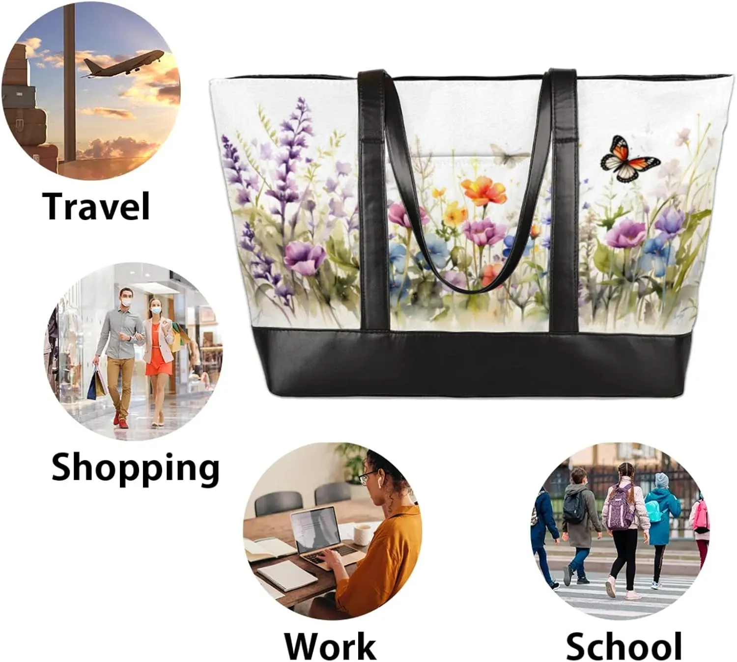Tote Bag for Women with Zipper, Laptop Tote Bags Laptop Sleeve Case Shoulder Bag Messenger Bags