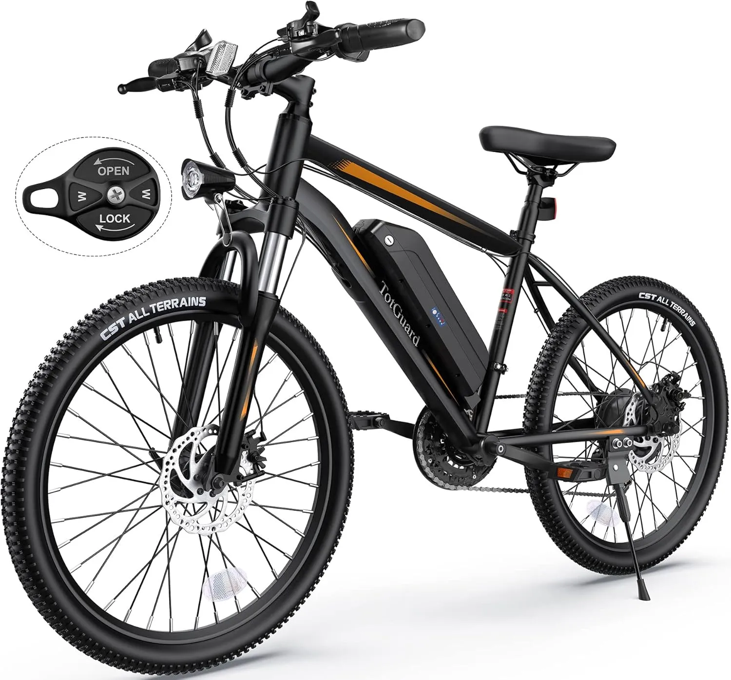 TotGuard Electric Bike, Electric Bike for Adults, 26" Ebike 500W Peak Motor, 19.8MPH Electric Mountain Bike with 374.4WH Removable Battery, Up to 50 Miles, Front Suspension Fork, 21 Speeds, UL 2849