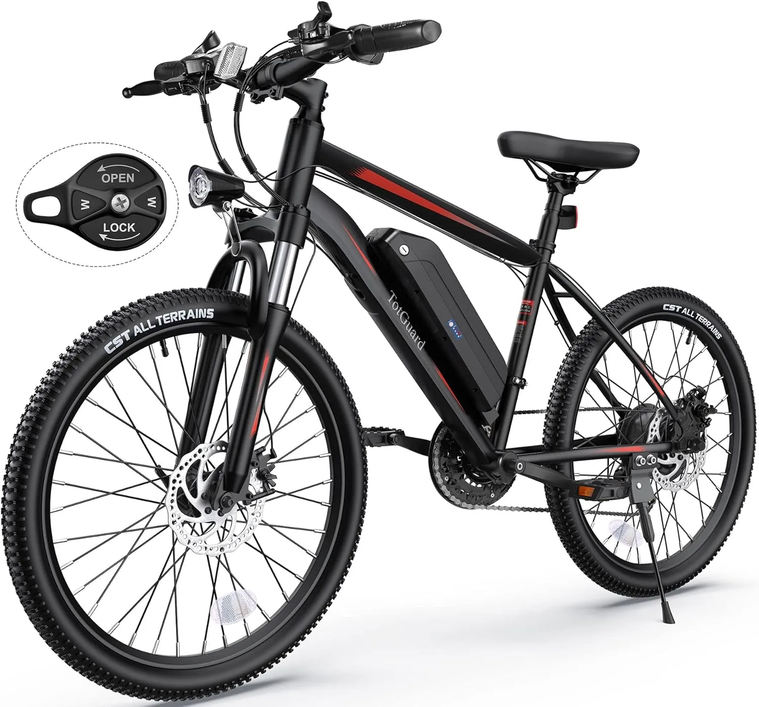 TotGuard Electric Bike, Electric Bike for Adults, 26" Ebike 500W Peak Motor, 19.8MPH Electric Mountain Bike with 374.4WH Removable Battery, Up to 50 Miles, Front Suspension Fork, 21 Speeds, UL 2849