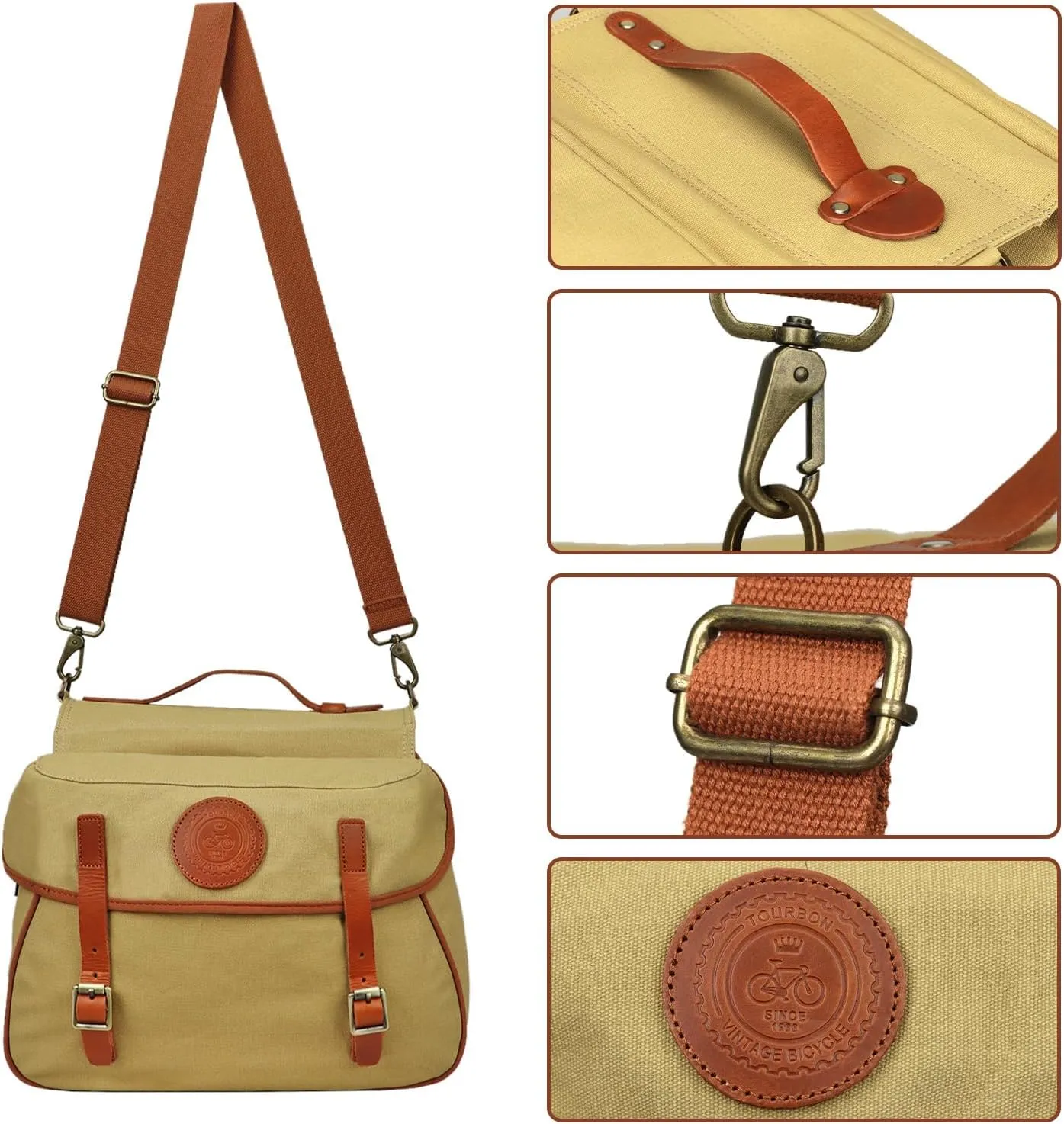 TOURBON Waterproof Canvas Bicycle Bike Rear Seat Carrier Bag Cycling Double Pannier Bag Pack