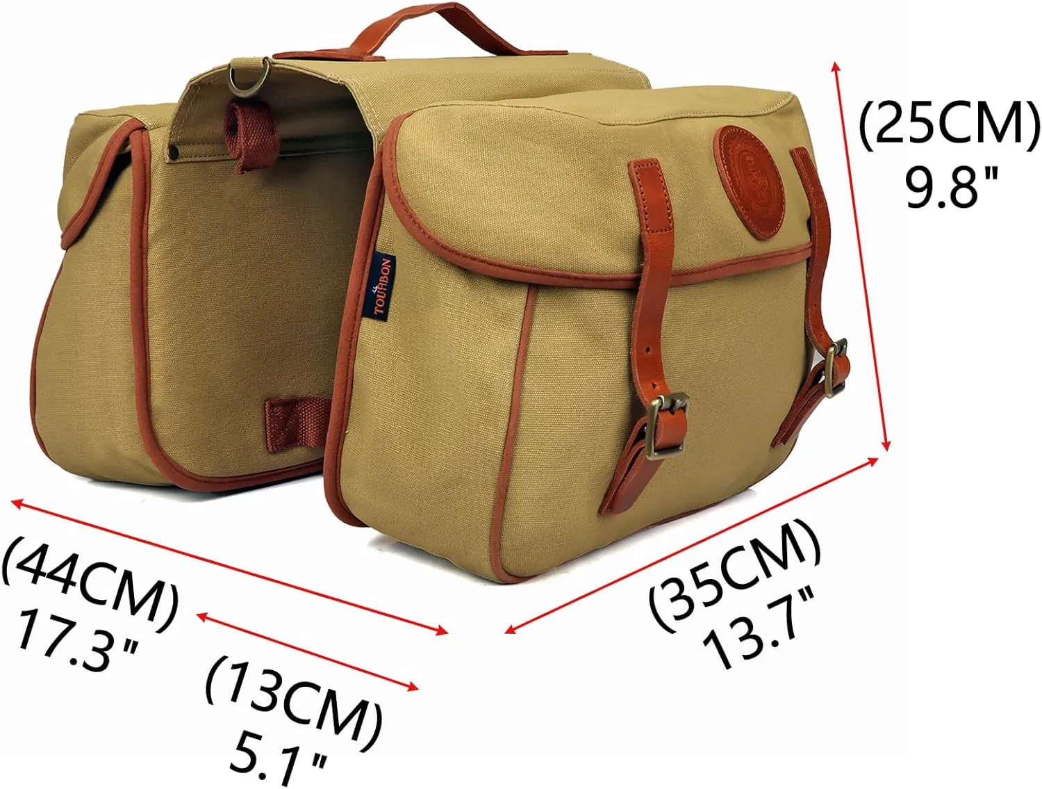 TOURBON Waterproof Canvas Bicycle Bike Rear Seat Carrier Bag Cycling Double Pannier Bag Pack