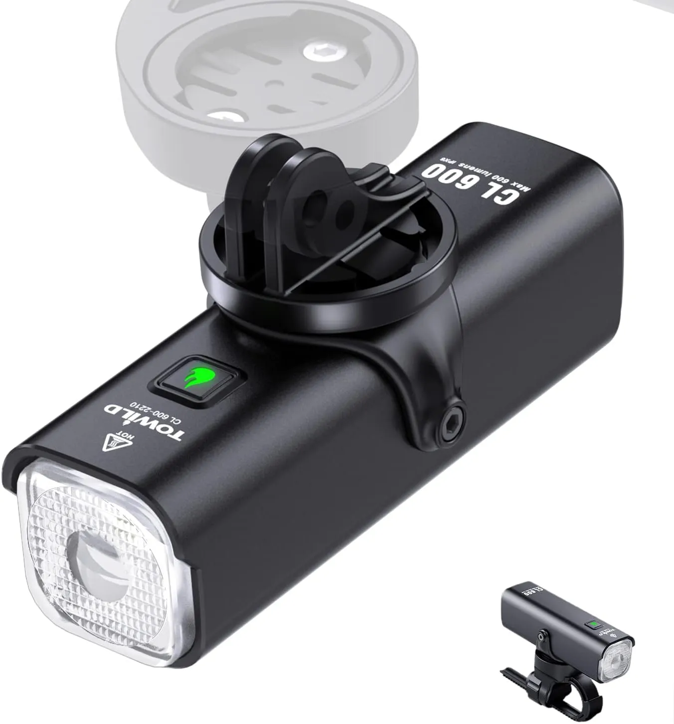 TOWILD Bike Lights for Night Riding,Compatible with Garmin/GoPro Mount,600 Lumen Bike Headlight,2000mAh Rechargeable Battery,Waterproof Bike Front Light for Commuter Cyclists-Fits All Bikes
