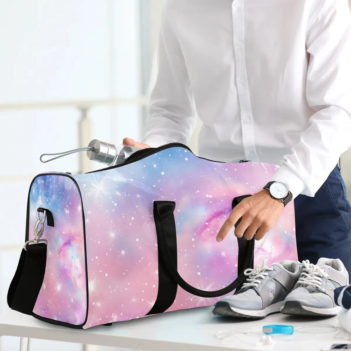 Travel Duffel Bag, Galaxy Universe Space Sports Tote Gym Bag Foldable Western Aztec Weekender Bag Carry on Luggage Handle Bag Overnight Shoulder Bag for Women Men,A-005