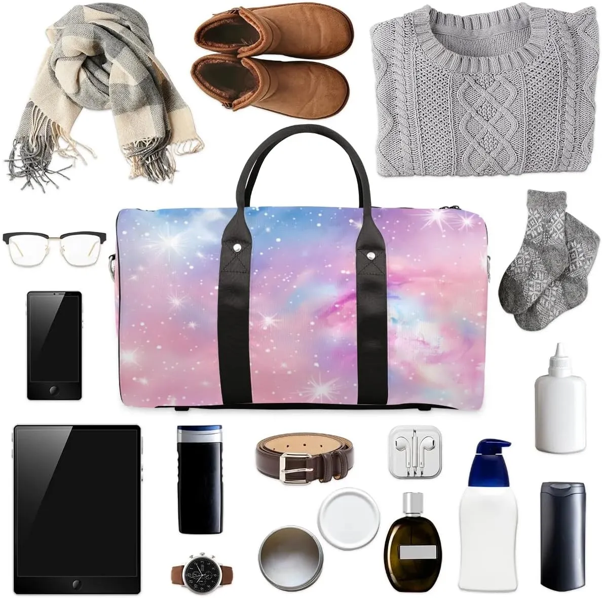 Travel Duffel Bag, Galaxy Universe Space Sports Tote Gym Bag Foldable Western Aztec Weekender Bag Carry on Luggage Handle Bag Overnight Shoulder Bag for Women Men,A-005
