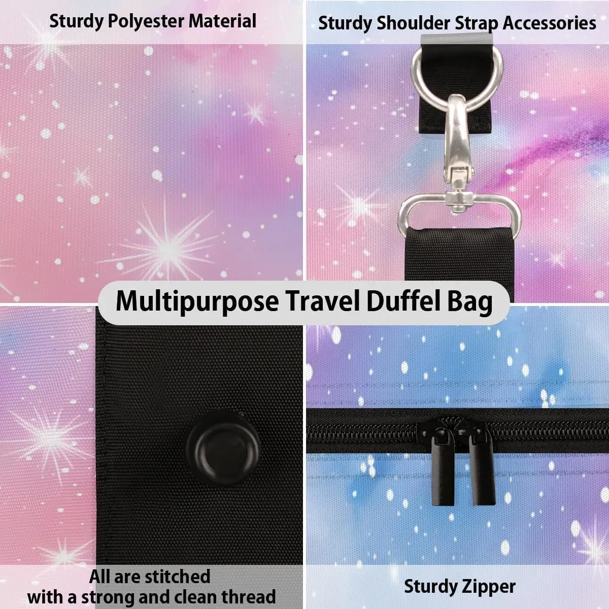 Travel Duffel Bag, Galaxy Universe Space Sports Tote Gym Bag Foldable Western Aztec Weekender Bag Carry on Luggage Handle Bag Overnight Shoulder Bag for Women Men,A-005