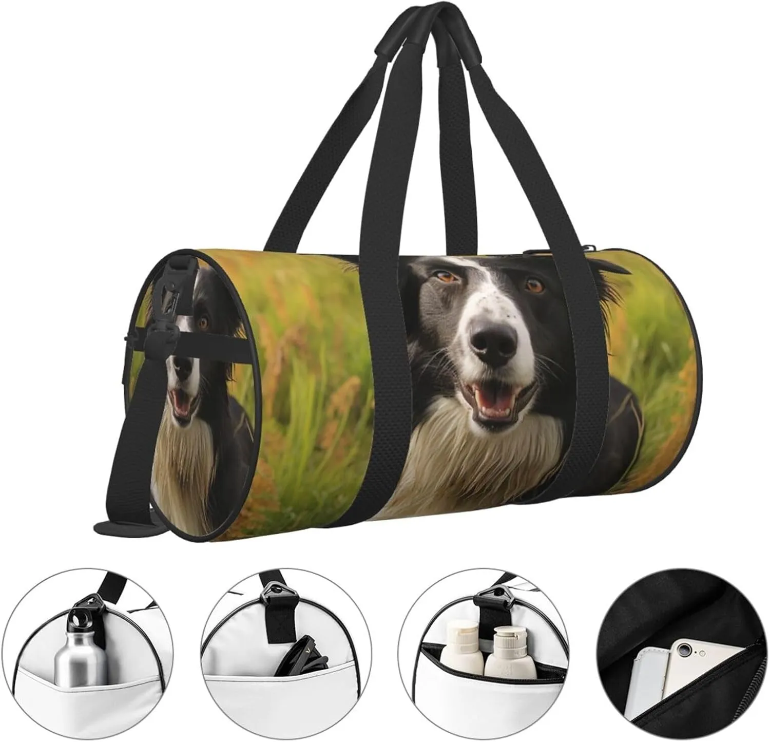 Travel Duffel Bag Mohado Border Collie Dog Weekender Overnight Bag For Men Women Large Capacity Sports Gym Bag Canvas Carry On Tote Bags For Travel Yoga