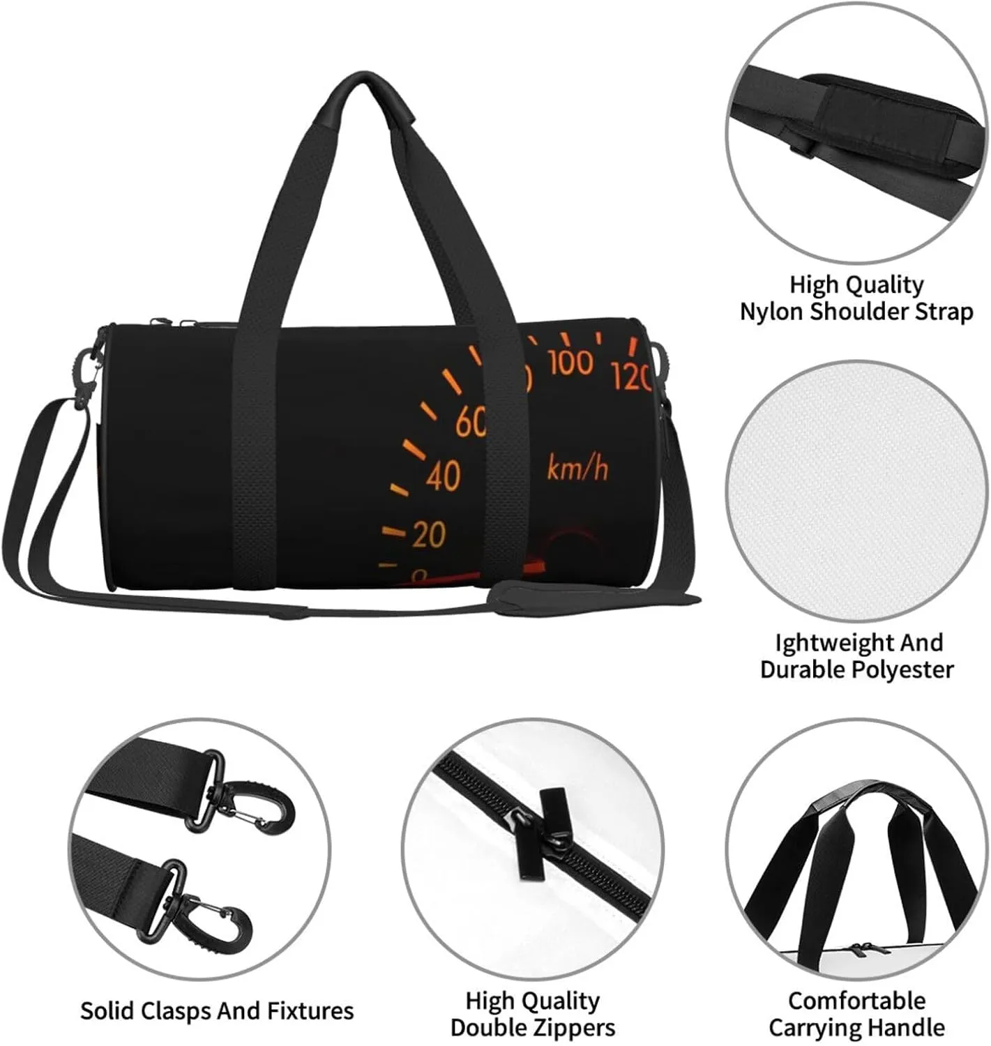 Travel Duffle Bag for Men Women, Automotive Black Car Dark Duffle Bags for Sport Gym Overnight Luggage