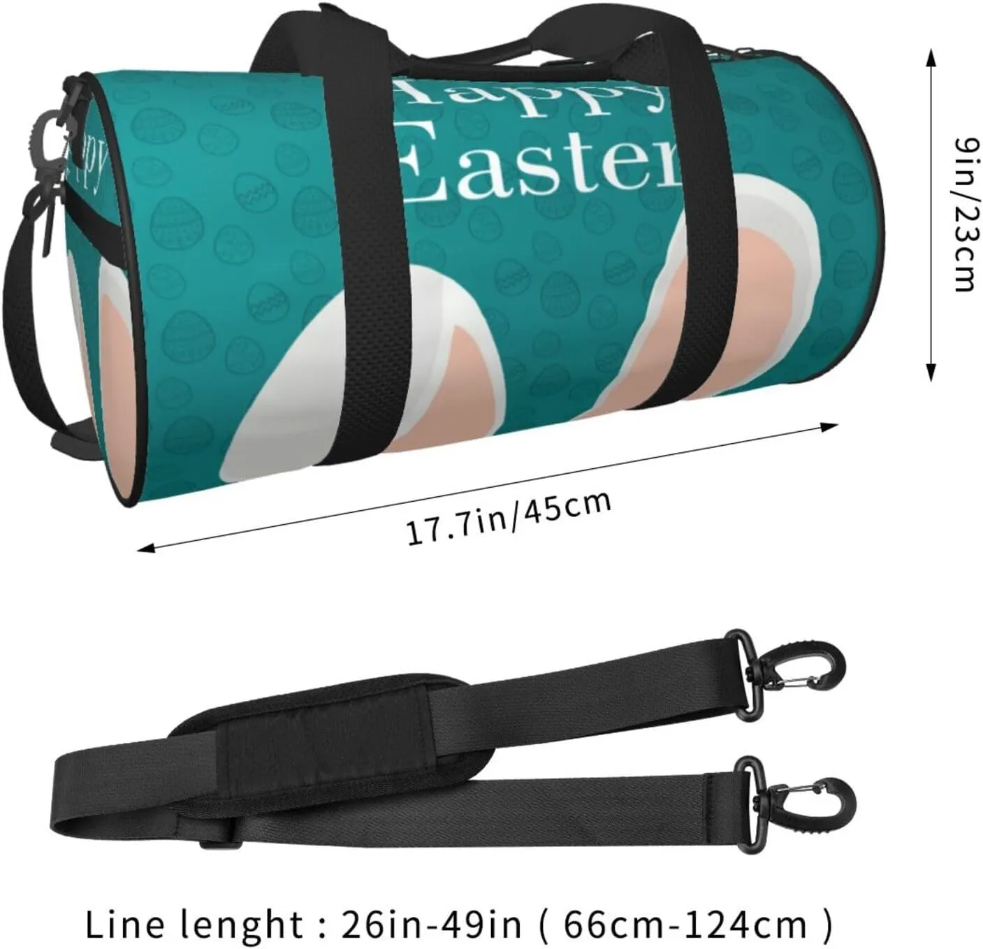 Travel Duffle Bag for Men Women, Easter Rabbit Ears Duffle Bags for Sport Gym Overnight Luggage