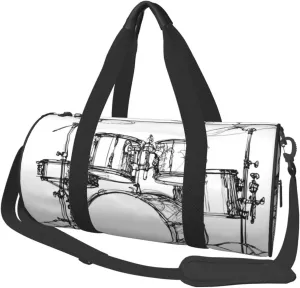 Travel Duffle Bag for Men Women, Music Drum Kit Rock Jazz Duffle Bags for Sport Gym Overnight Luggage