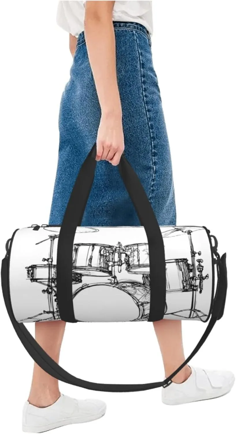 Travel Duffle Bag for Men Women, Music Drum Kit Rock Jazz Duffle Bags for Sport Gym Overnight Luggage