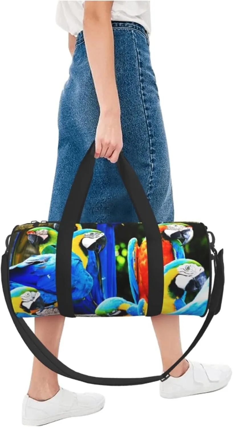Travel Duffle Bag for Men Women, Parrots Is Bird Green Duffle Bags for Sport Gym Overnight Luggage