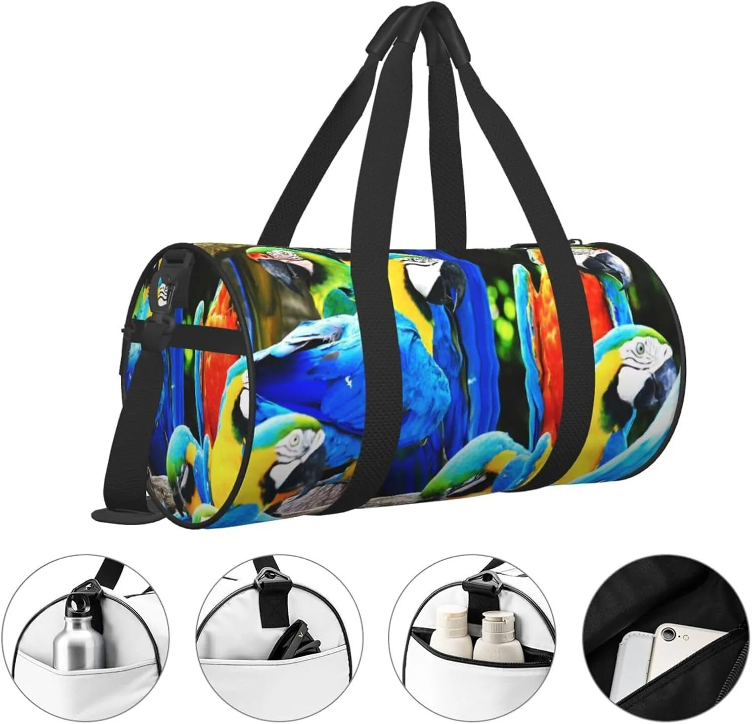 Travel Duffle Bag for Men Women, Parrots Is Bird Green Duffle Bags for Sport Gym Overnight Luggage