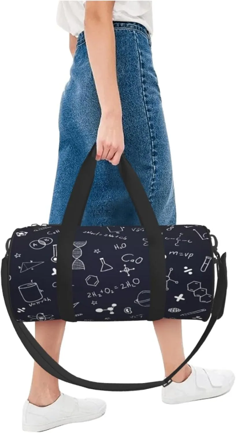 Travel Duffle Bag for Men Women, Scientific Formulas Chalkboard Duffle Bags for Sport Gym Overnight Luggage