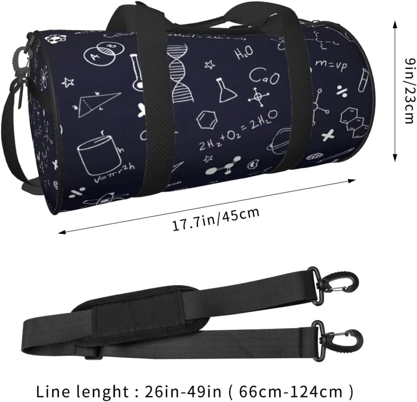 Travel Duffle Bag for Men Women, Scientific Formulas Chalkboard Duffle Bags for Sport Gym Overnight Luggage