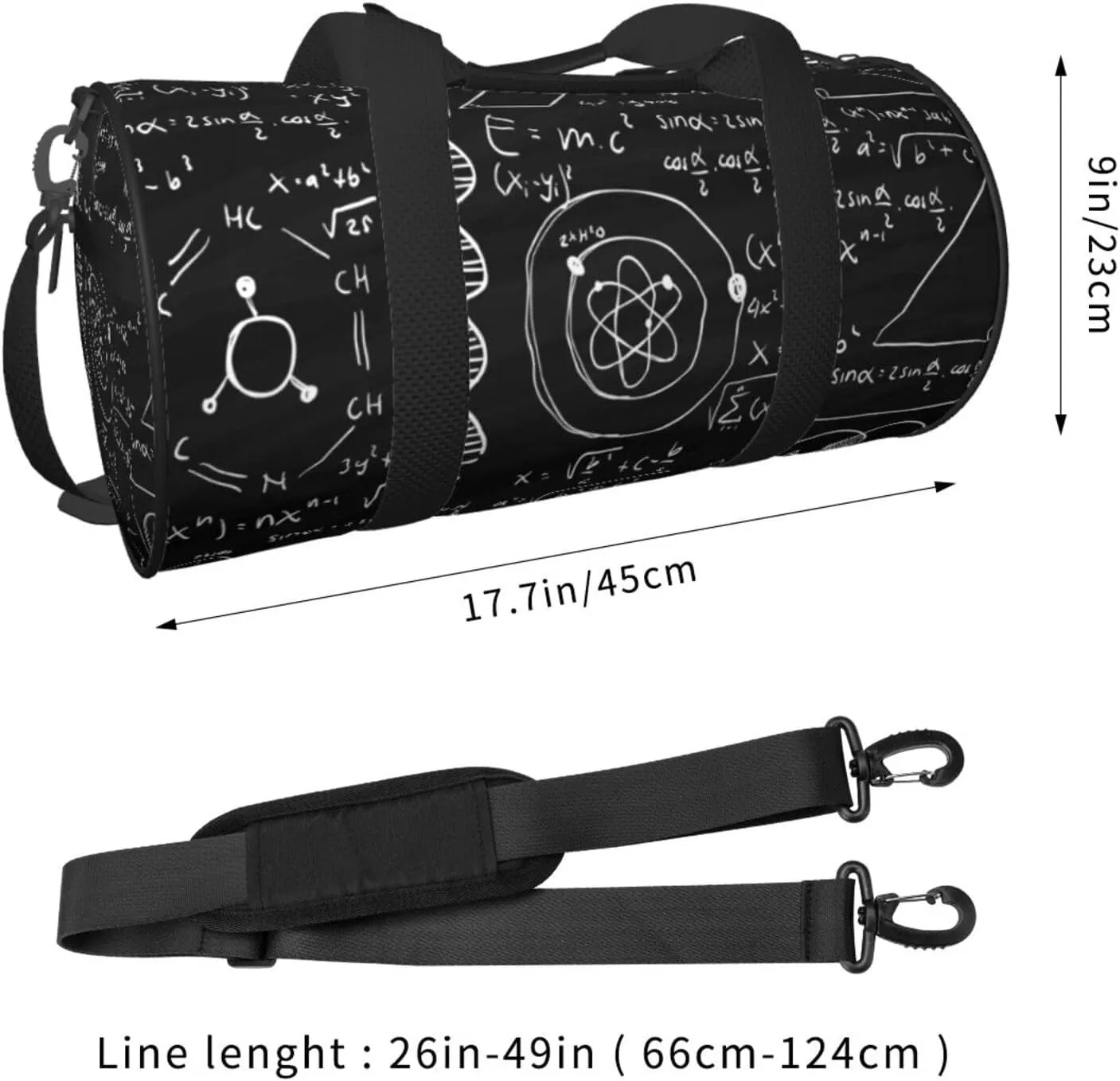 Travel Duffle Bag for Men Women, Scientific Mathematics Chalkboard Duffle Bags for Sport Gym Overnight Luggage