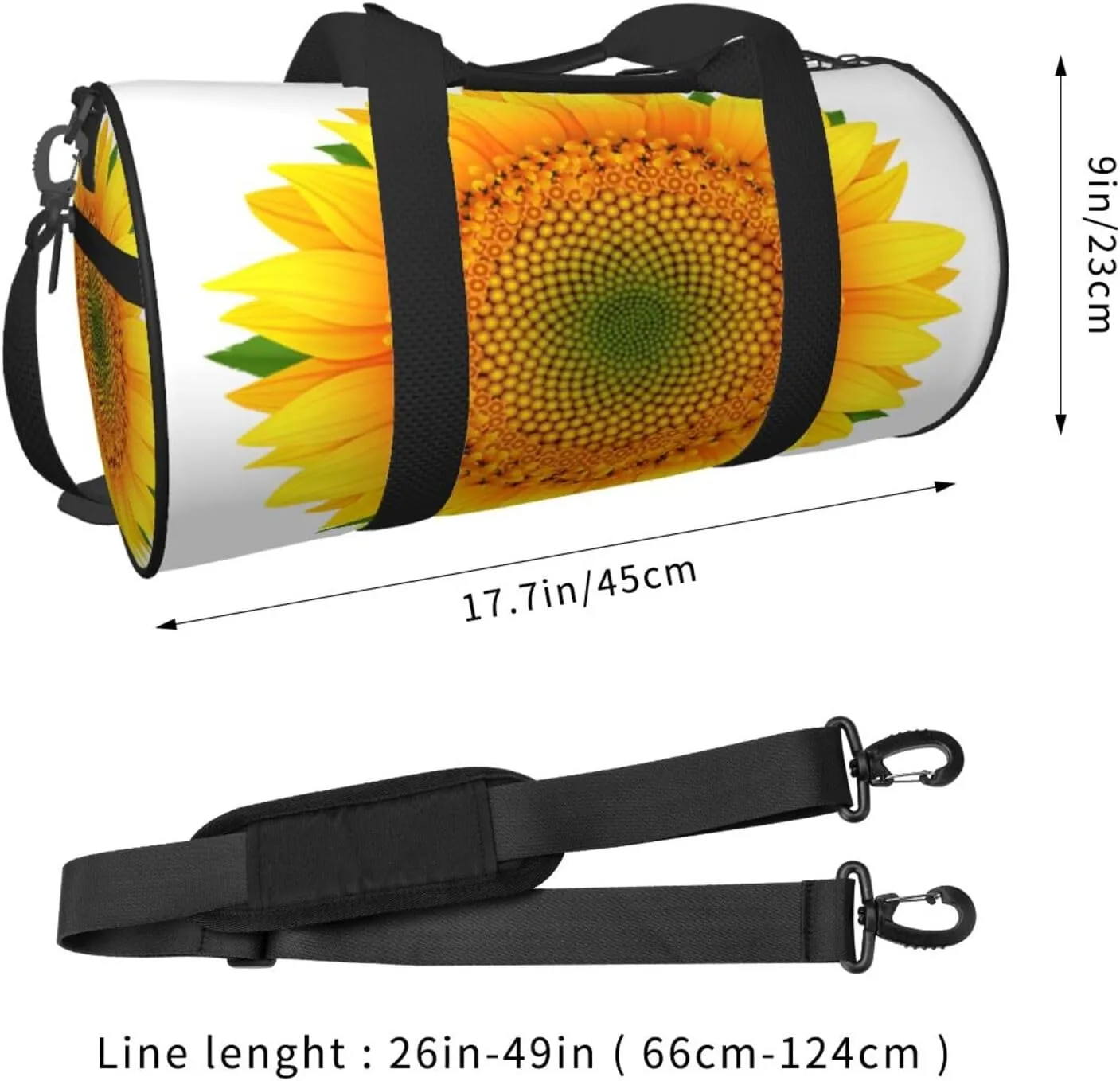 Travel Duffle Bag for Men Women, Sunflower White Duffle Bags for Sport Gym Overnight Luggage