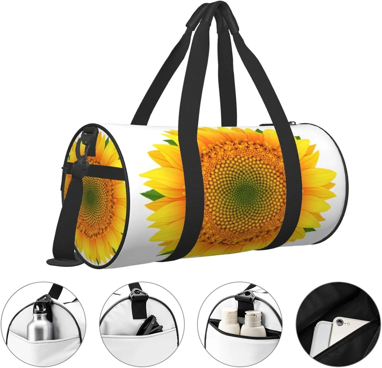 Travel Duffle Bag for Men Women, Sunflower White Duffle Bags for Sport Gym Overnight Luggage