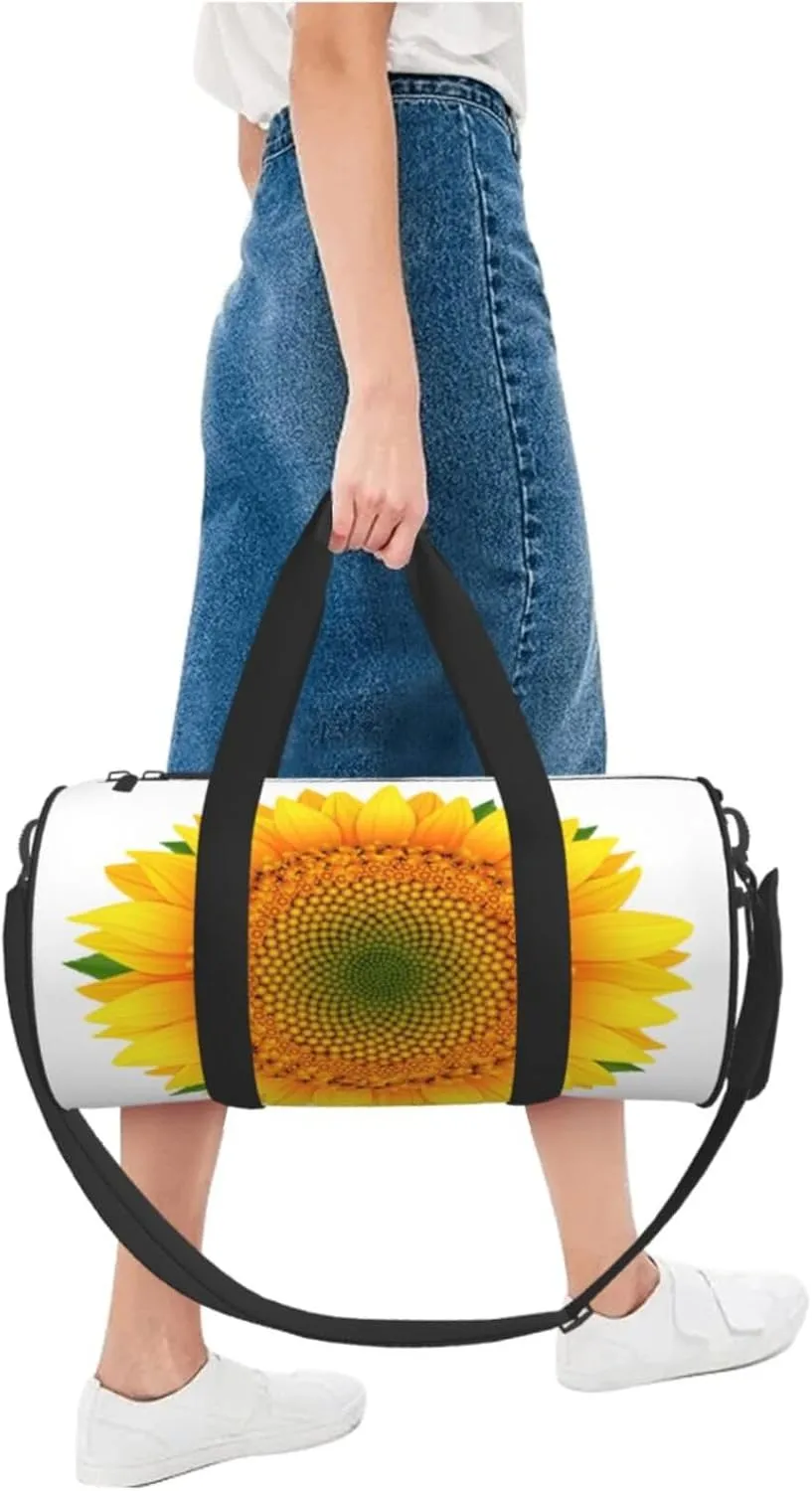 Travel Duffle Bag for Men Women, Sunflower White Duffle Bags for Sport Gym Overnight Luggage
