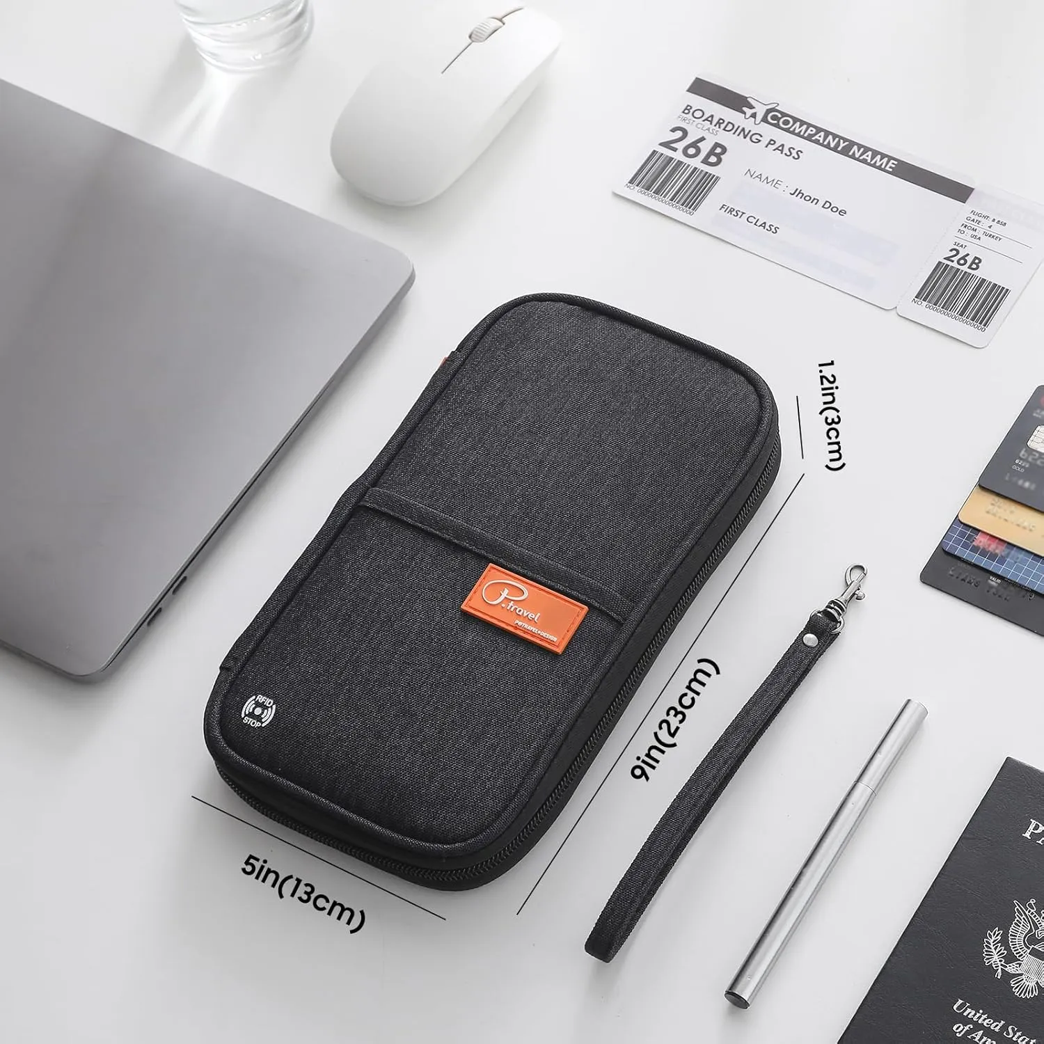 Travel Passport Wallet, RFID Family Passport Holder Large, Lightweight Passport Cover Case Waterproof Bag Document Organizer for Women & Men