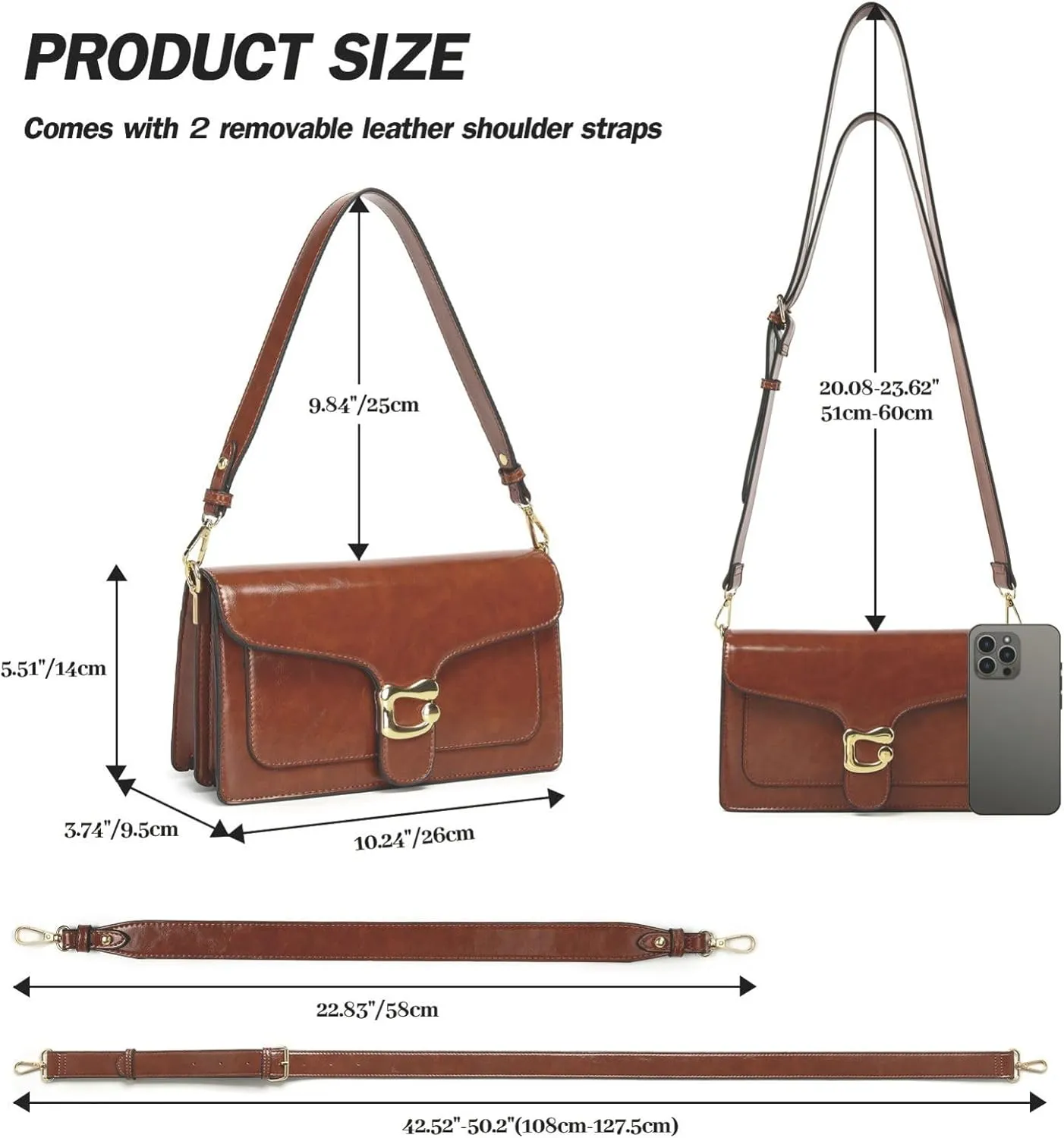 Travistar Crossbody Bags for Women Trendy - Small Cross Body Purse Shoulder Bag Leather Handbags Evening Clutch with 2 Straps