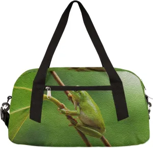 Tree Frog Kids Duffel Bag for Girls Boys Teens, Frog Oil Painting Dance Bag Overnight Small Duffel Bag Carry On Weekend Sports Gym Travel Bag for School Practice Gymnastics Ballet